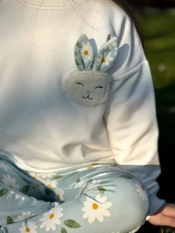 Legginsy dziecięce błękitne stokrotki