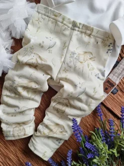 Legginsy dziecięce króliczki w polnych kwiatach