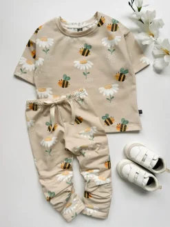 Legginsy dziecięce pszczółki i stokrotki