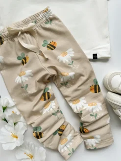 Legginsy dziecięce pszczółki i stokrotki