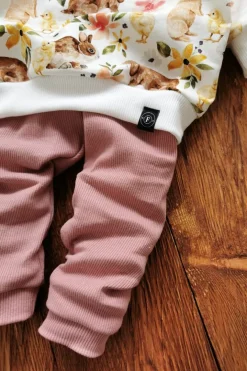 Legginsy niemowlęce prążkowane brudny róż