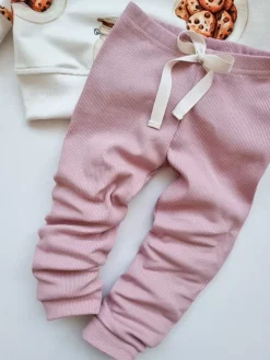 Legginsy niemowlęce prążkowane brudny róż