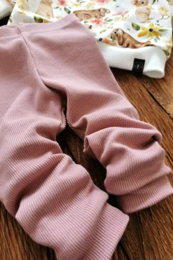 Legginsy niemowlęce prążkowane brudny róż
