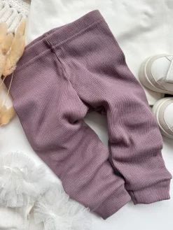 Legginsy niemowlęce prążkowane wrzosowe