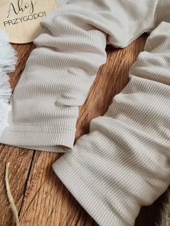 Legginsy niemowlęce prążkowane jasny beż