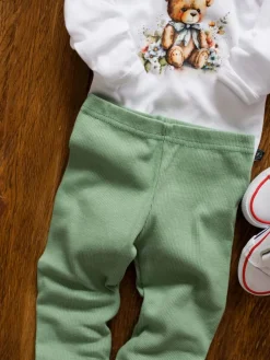 Legginsy niemowlęce prążkowane pistacja