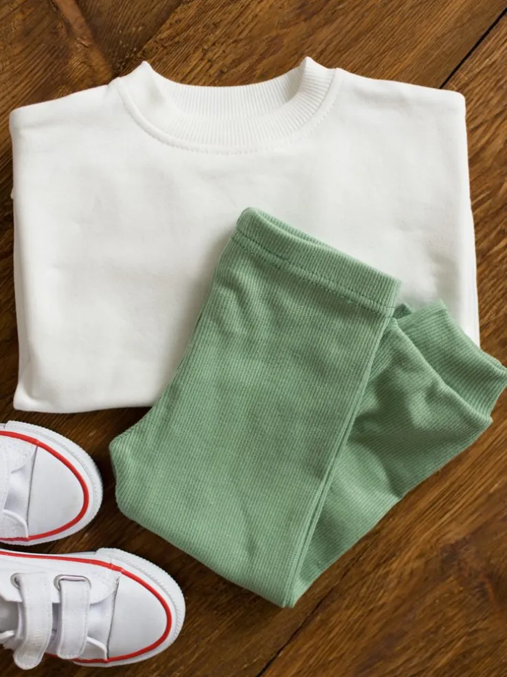 Legginsy niemowlęce prążkowane pistacja