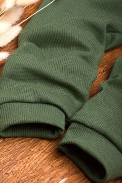Legginsy niemowlęce prążkowane oliwkowe