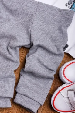 Legginsy niemowlęce prążkowane szare