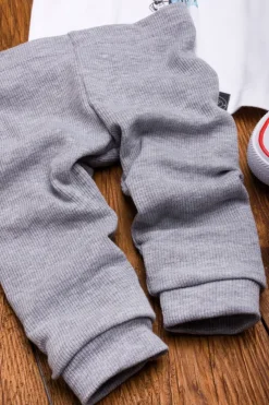 Legginsy niemowlęce prążkowane szare