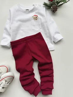 Legginsy niemowlęce prążkowane czerwone