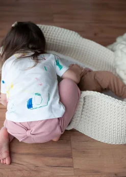 Legginsy prążkowane z kokardą różowe