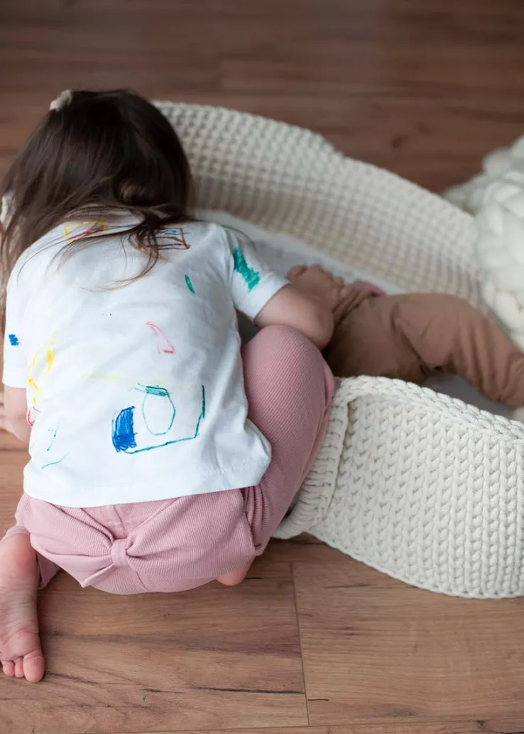 Legginsy prążkowane z kokardą różowe