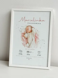 Metryczka w ramce ze zdjęciem Twojego dziecka