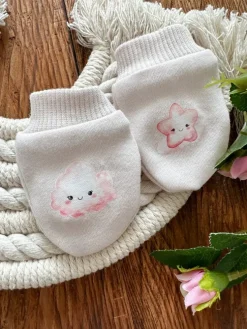 Niedrapki niemowlęce z nadrukiem chmurki i gwiazdki