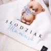 Okrycie kąpielowe ecru z nadrukiem słodziak mamusi z misiem