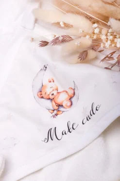 Okrycie kąpielowe ecru z nadrukiem małe cudo