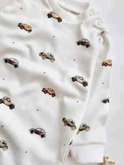 Pajac niemowlęcy bez stópek vintage auta