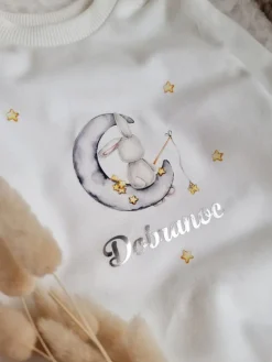 Pajac niemowlęcy króliś na księżycu dobranoc