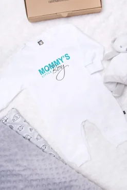 Pajac niemowlęcy niebieski z nadrukiem mommy’s little boy