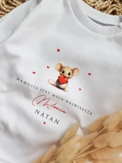 Pajac niemowlęcy z myszką Mamusia jest moją miłością