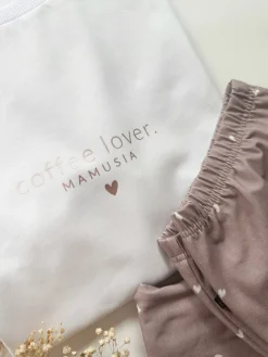 Piżama damska coffee lover + spodnie serduszka