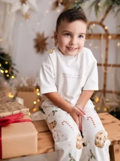 Piżama dla dziecka z nadrukiem mleczko, ciasteczko i dobranoc