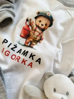 Piżama dziecięca z imieniem miś strażak
