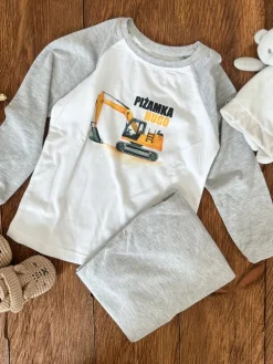 Piżama dziecięca z nadrukiem koparki