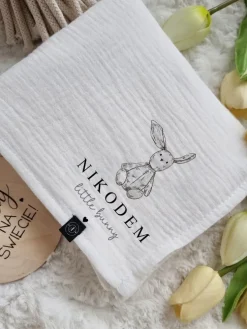 Pieluszka muślinowa ecru little bunny