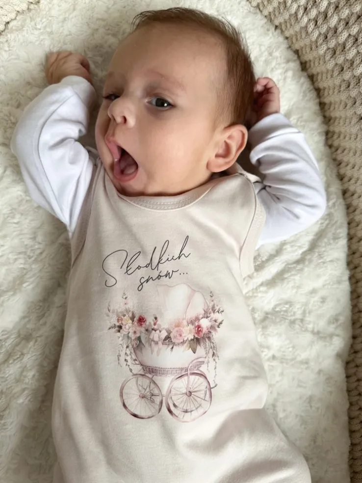 Śpiochy niemowlęce boho wózek + kaftanik