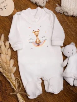 Śpiochy niemowlęce żyrafka na tęczy + kaftanik