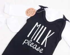 Śpiochy z nadrukiem Milk please + kaftanik