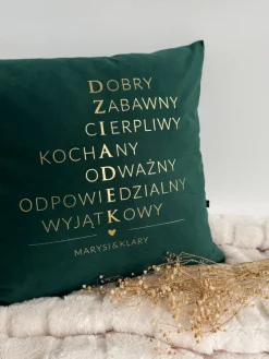 Poduszka welurowa z nadrukiem Dziadek-krzyżówka