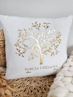 Poduszka welurowa z nadrukiem drzewa dla Babci i Dziadka