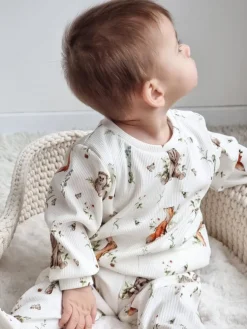 Prążkowany komplet leśni przyjaciele (bluza + spodnie)