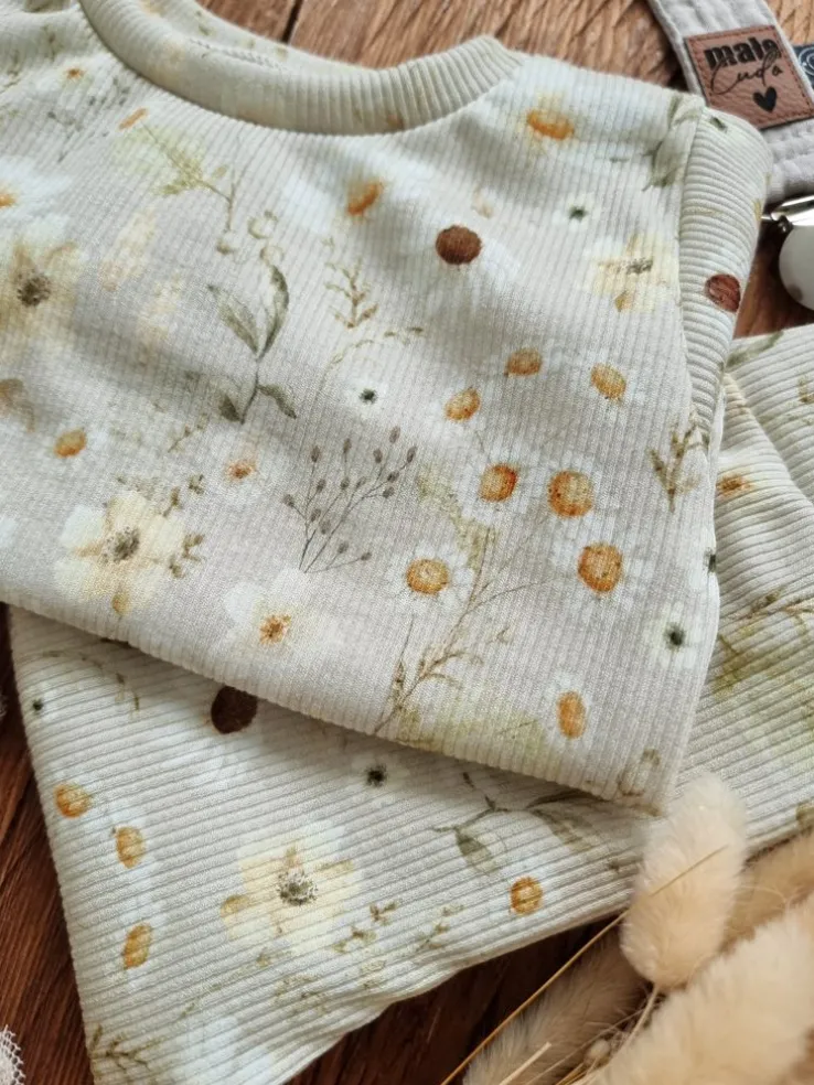 Prążkowany komplet stokrotki (bluza + spodnie)