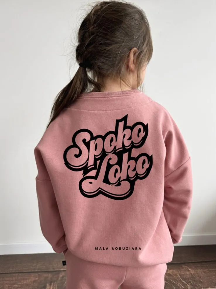 Różowy komplet dla dziecka Spoko Loko (bluza bejsbolówka + spodnie)