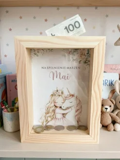 Skarbonka dla dziecka z nadrukiem jednorożca