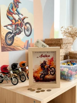 Skarbonka dla dziecka z nadrukiem motocross