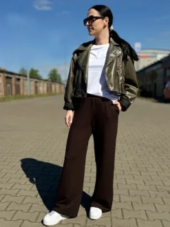 Spodnie damskie brązowe