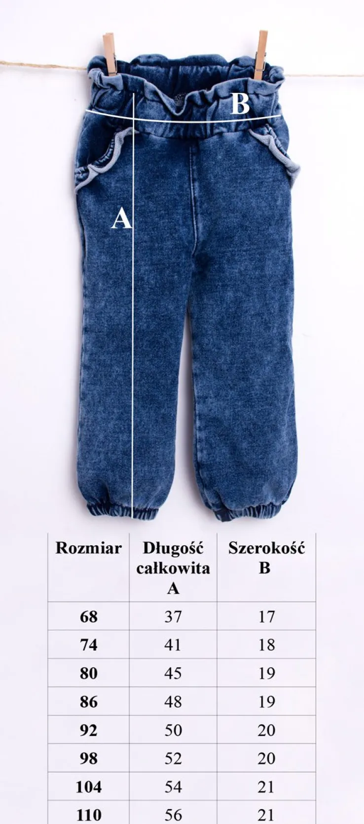 Spodnie dla dziewczynki w stylu ciemnego jeansu