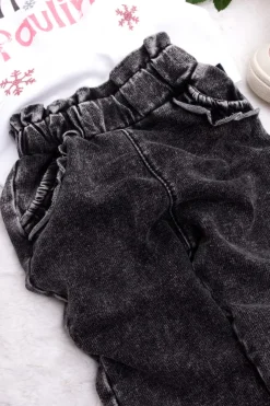 Spodnie dla dziewczynki w stylu ciemnego jeansu