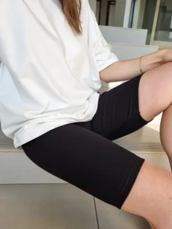 Spodnie kolarki damskie prążkowane czarne