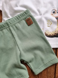 Spodnie kolarki dziecięce prążkowane pistacjowe