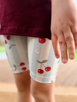Spodnie kolarki dziecięce wisienki na paskach