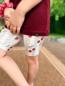 Spodnie kolarki dziecięce wisienki na paskach