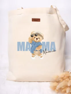 Torba z nadrukiem mama miś w niebieskiej sukience