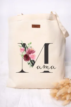 Torba z nadrukiem M mama z kwiatami
