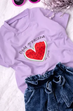 T-shirt dla dziecka z nadrukiem arbuza będę grzeczna